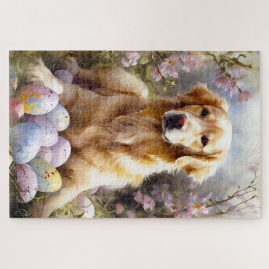 Golden Retriever mit Ostereiern Puzzle (Horizontal)