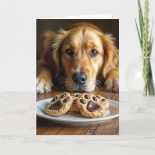 Golden Retriever mit Pfotenabdruck-Keksen Karte