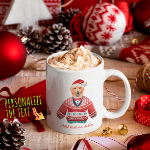 Golden Retriever mit Red Ugly Sweater Xmas Kaffeetasse