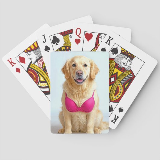 Golden Retriever mit rosa BH Spielkarten (Rückseite)