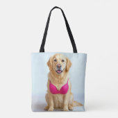 Golden Retriever mit rosa BH Tasche (Rückseite)