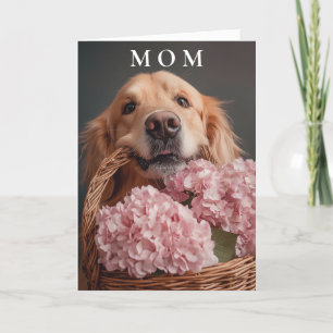Golden Retriever mit rosa Blume Muttertag Dankeskarte