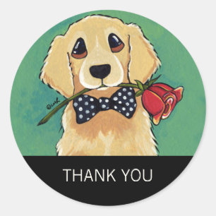 Golden Retriever mit Rose Danke Stickers