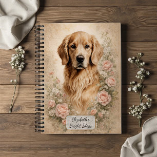 Golden Retriever mit Rosen Notizblock