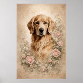 Golden Retriever mit Rosen Poster (Vorne)