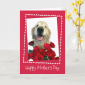 Golden Retriever mit Rote Rosen Muttertag Karte (Gelbe Blume)