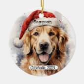 Golden Retriever mit Santa Cap Ornament (Vorne)