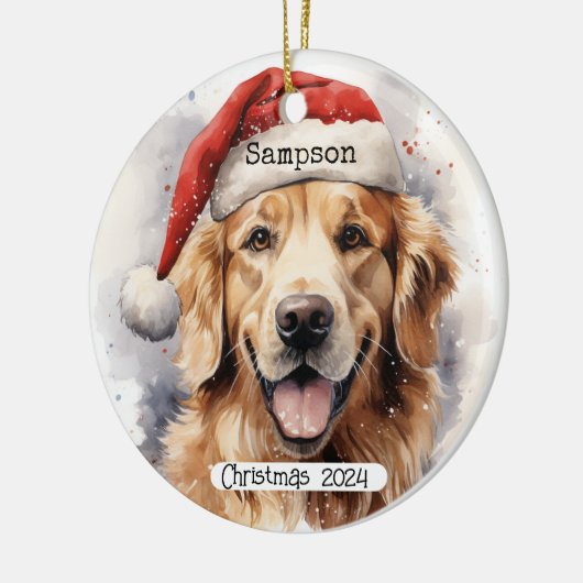 Golden Retriever mit Santa Cap Ornament (Links)