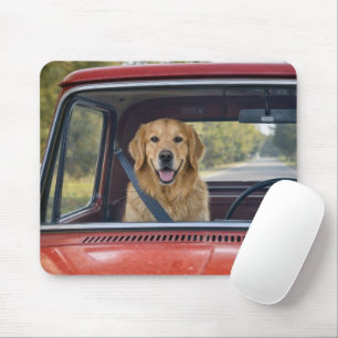 Golden Retriever mit Sicherheitsgurt Mousepad