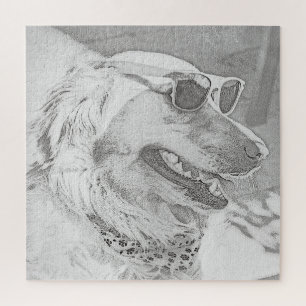 Golden Retriever mit Sonnenbrille  Puzzle