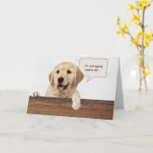 Golden Retriever mit Spaß Geburtstagstext-Blase Karte (Gelbe Blume)