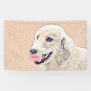 Golden Retriever mit Tennis Ball Malerei Hund Kuns Banner