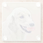 Golden Retriever mit Tennis Ball Malerei Hund Kuns Glasuntersetzer (Rückseite)