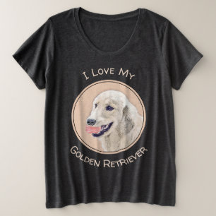 Golden Retriever mit Tennis Ball Malerei Hund Kuns Große Größe T-Shirt