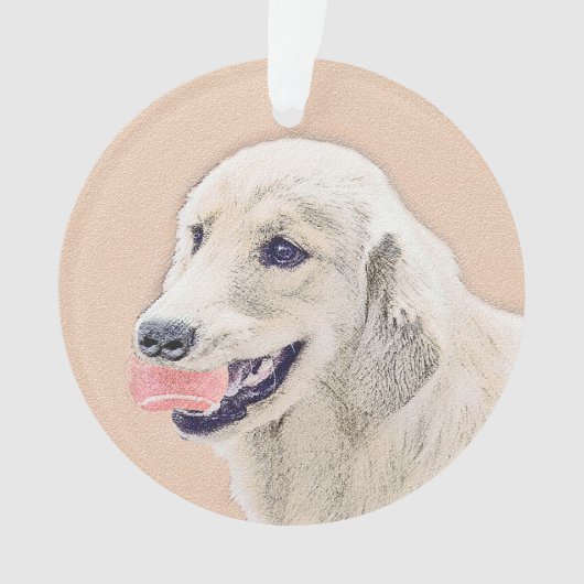 Golden Retriever mit Tennis Ball Malerei Hund Kuns Ornament (Vorderseite)