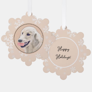 Golden Retriever mit Tennis Ball Malerei Hund Kuns Ornament Karte