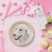 Golden Retriever mit Tennis Ball Malerei Hund Kuns Pappteller (Party)