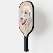 Golden Retriever mit Tennis Ball Malerei Hund Kuns Pickleball Schläger (Links)