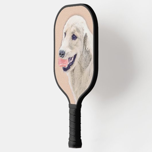 Golden Retriever mit Tennis Ball Malerei Hund Kuns Pickleball Schläger (Links)