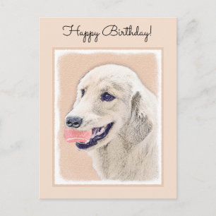 Golden Retriever mit Tennis Ball Malerei Hund Kuns Postkarte