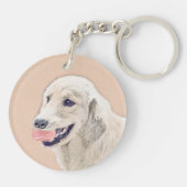 Golden Retriever mit Tennis Ball Malerei Hund Kuns Schlüsselanhänger (Rückseite)