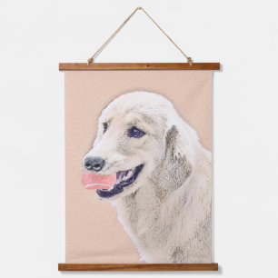 Golden Retriever mit Tennis Ball Malerei Hund Kuns Wandteppich Mit Holzrahmen