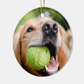 Golden Retriever mit Tennisball Keramik Ornament (Links)