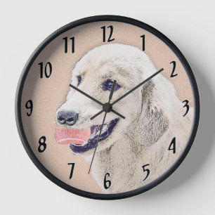 Golden Retriever mit Tennisball-Malerei Hundekunst Uhr
