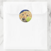 Golden Retriever mit Tennisball Runder Aufkleber (Tasche)