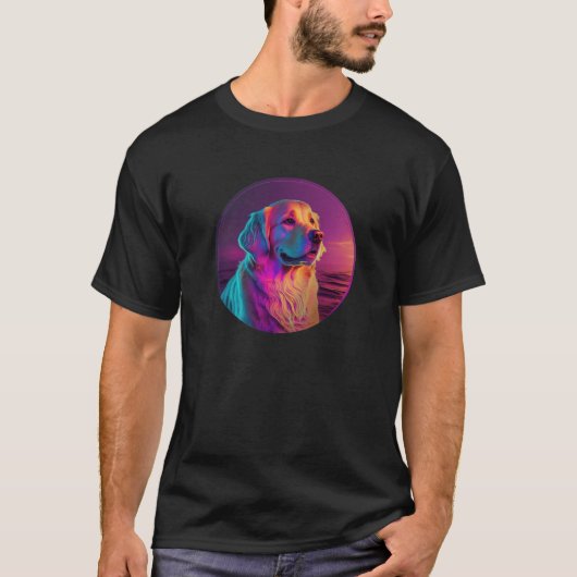 Golden Retriever mit Vintager 80er Ästhetik T-Shirt (Vorderseite)