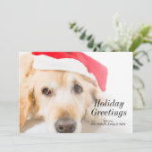 Golden retriever mit Weihnachtshut Feiertagskarte (Stehend Vorderseite)