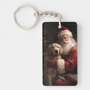 Golden Retriever mit Weihnachtsmann Weihnachten Schlüsselanhänger