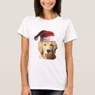 Golden Retriever mit Weihnachtsmannmütze T-Shirt