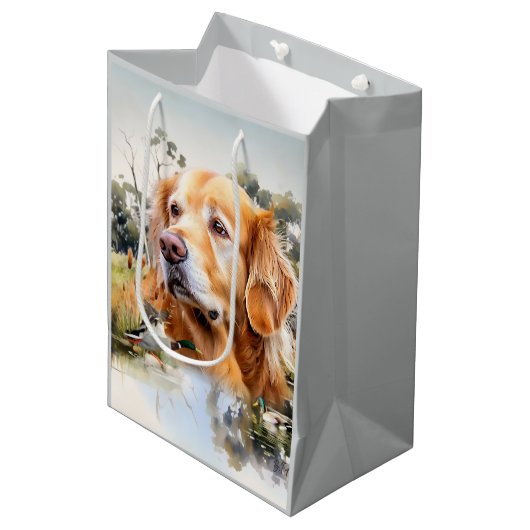 Golden Retriever Mittlere Geschenktüte (Vorderseite Schrägansicht)