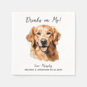 Golden Retriever Modern Dog Wedding Cocktail Serviette (Vorderseite)
