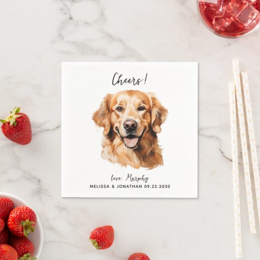 Golden Retriever Modern Dog Wedding Cocktail Serviette (Beispiel)