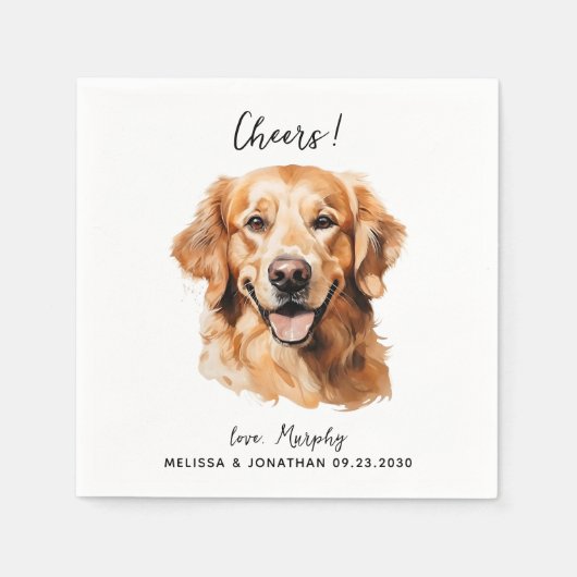 Golden Retriever Modern Dog Wedding Cocktail Serviette (Vorderseite)