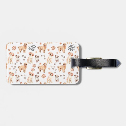 Golden Retriever Mom Pattern Gepäckanhänger (Rückseite horizontal)