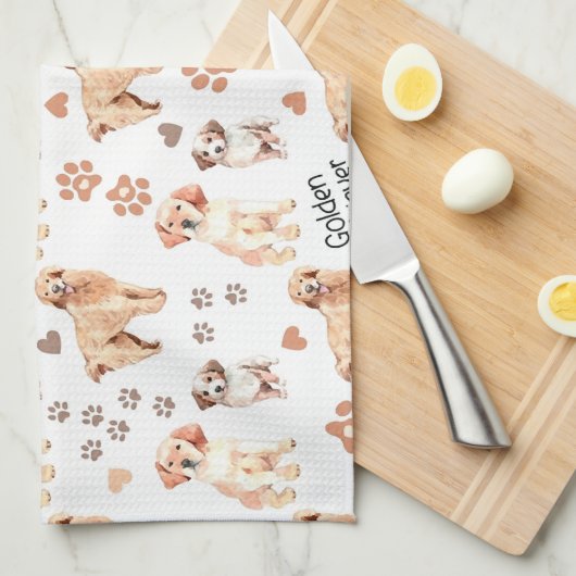 Golden Retriever Mom Pattern Geschirrtuch (Viertel Falte)