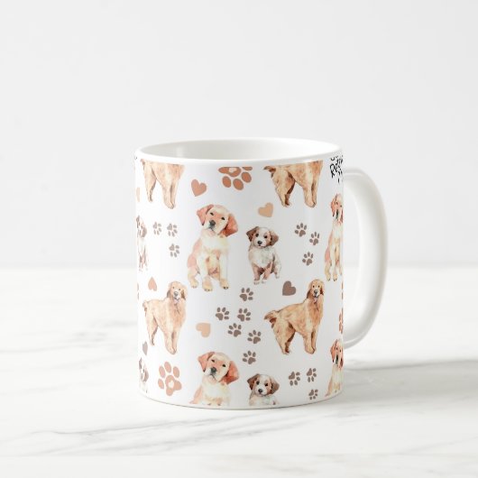 Golden Retriever Mom Pattern Kaffeetasse (VorderseiteRechts)