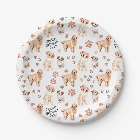 Golden Retriever Mom Pattern Pappteller (Vorderseite)