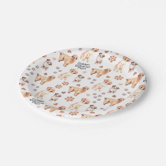 Golden Retriever Mom Pattern Pappteller (Schrägansicht)