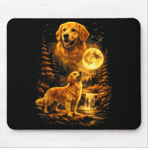 Golden Retriever Mondnacht Kunst Hund Heult Bei Mousepad