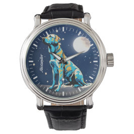 Golden Retriever Moonlit WatchA Zeitloses Zeitwerk Armbanduhr