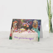 Golden Retriever Mother's Day Tea Party Karte (Vorderseite)