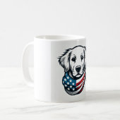 Golden Retriever Mug with American Flag Scarf Kaffeetasse (Vorderseite Links)