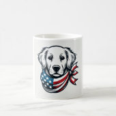 Golden Retriever Mug with American Flag Scarf Kaffeetasse (Mittel)