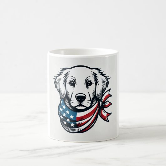 Golden Retriever Mug with American Flag Scarf Kaffeetasse (Mittel)