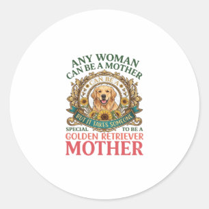 Golden Retriever Mutter Hund Sonnenblumen Bienen_1 Runder Aufkleber