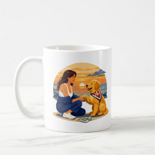 Golden Retriever-Mutter-Leben am Meer Kaffeetasse